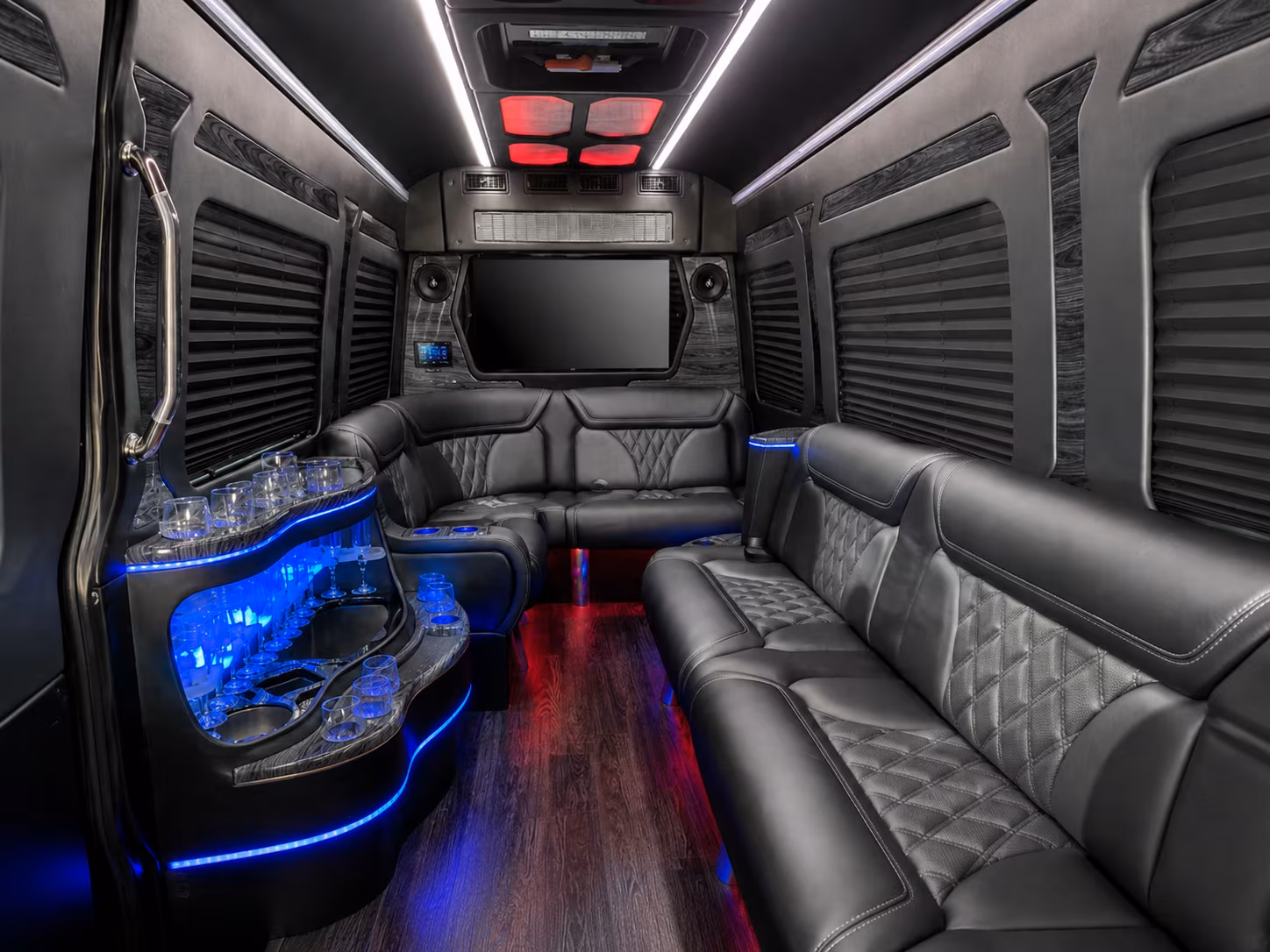 franklin 15 passenger party bus inside
