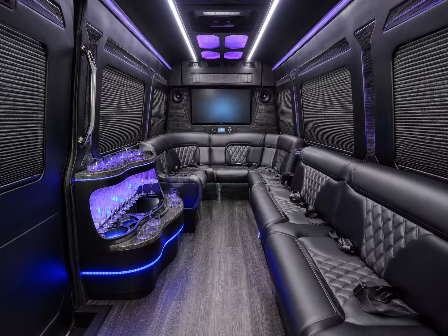 franklin 30 passenger party bus interior
