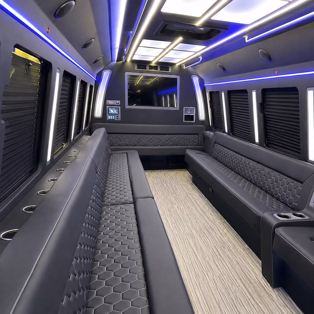 franklin 40 passenger party bus inside